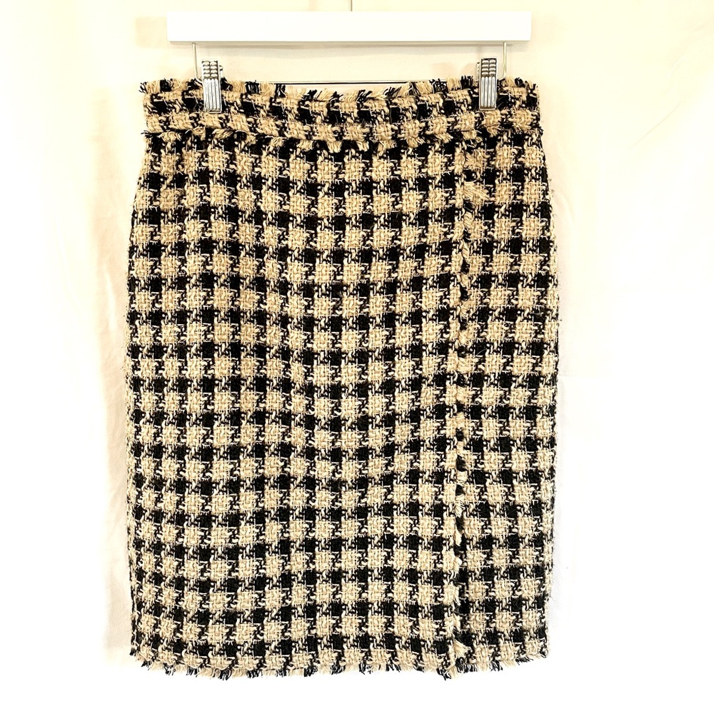 Ann Taylor Pencil Skirt Tweed Black Neutral Size 8